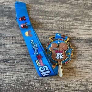 Disney 2024 Virtual 5k Medal with Blue and Gold Accents